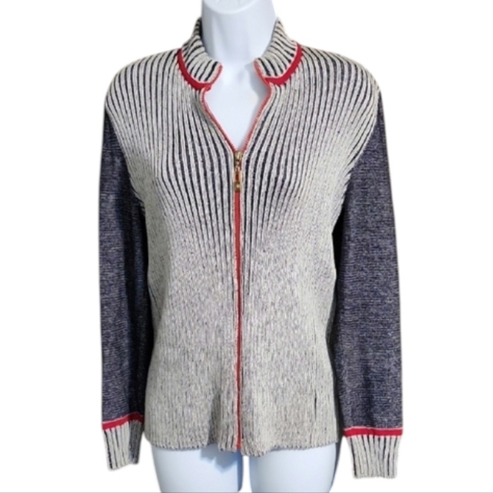 St John Sport Zip Front Mock Neck Cardigan